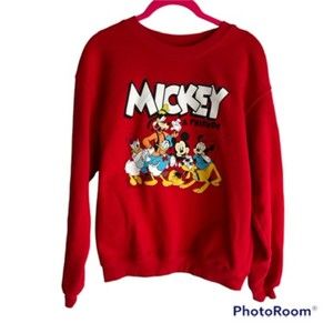 DISNEY Mickey Mouse and Friends Red Ladies Casual Sweatshirt, S